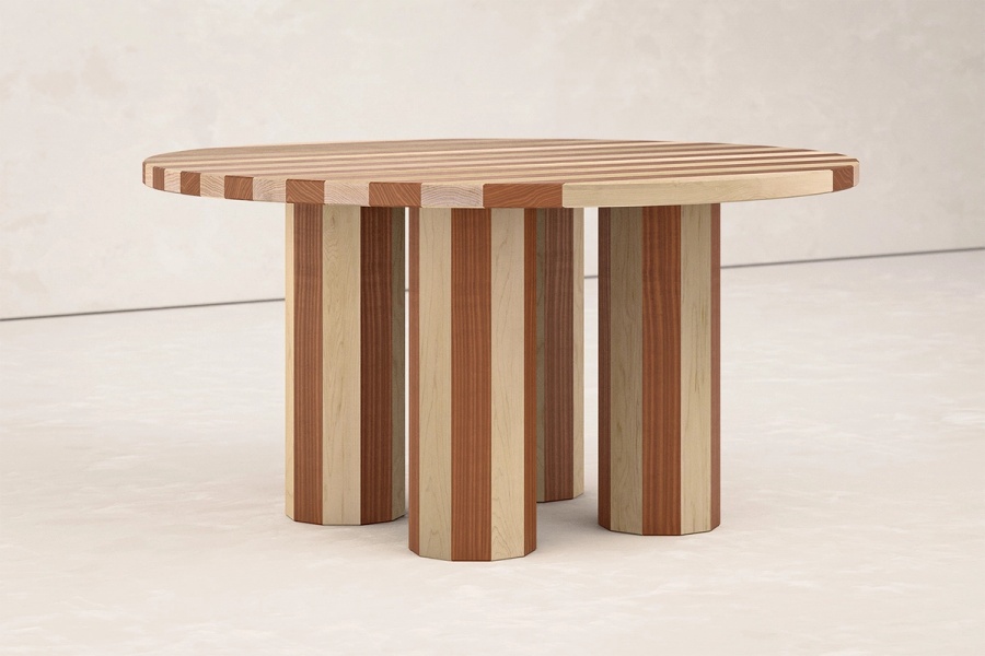 Round Cooperage Dining Table with Four Legs